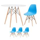Kit - Mesa Redonda Eames 90 Cm Branco + 3 Cadeiras Eiffel Dsw