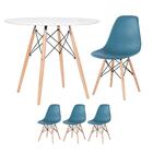 Kit - Mesa Redonda Eames 90 Cm Branco + 3 Cadeiras Eiffel Dsw