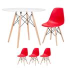 Kit - Mesa Redonda Eames 90 Cm Branco + 3 Cadeiras Eiffel Dsw