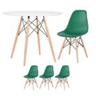 Kit - Mesa Redonda Eames 90 Cm Branco + 3 Cadeiras Eiffel Dsw