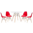 Kit - Mesa Redonda Eames 90 Cm Branco + 4 Cadeiras Eiffel Dsw