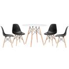 Kit - Mesa Redonda Eames 90 Cm Branco + 4 Cadeiras Eiffel Dsw