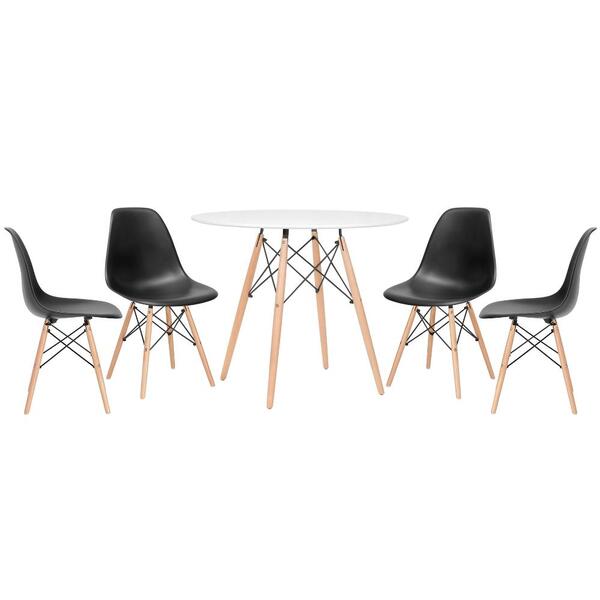 Kit - Mesa Redonda Eames 90 Cm Branco + 4 Cadeiras Eiffel Dsw