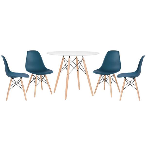 Kit - Mesa Redonda Eames 90 Cm Branco + 4 Cadeiras Eiffel Dsw