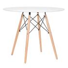 Kit - Mesa Redonda Eames 90 Cm Branco + 4 Cadeiras Estofadas
