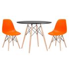 Kit - Mesa Redonda Eames 90 Cm Preto + 2 Cadeiras Eiffel Dsw