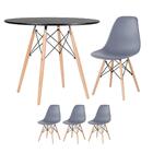 Kit - Mesa Redonda Eames 90 Cm Preto + 3 Cadeiras Eiffel Dsw