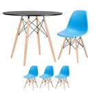 Kit - Mesa Redonda Eames 90 Cm Preto + 3 Cadeiras Eiffel Dsw