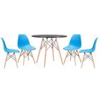 Kit - Mesa Redonda Eames 90 Cm Preto + 4 Cadeiras Eiffel Dsw