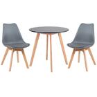 Kit - Mesa Redonda Leda 70 Cm Preto + 2 Cadeiras Estofadas Le