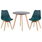 Kit - Mesa Redonda Leda 70 Cm Preto + 2 Cadeiras Estofadas Le