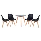 Kit - Mesa Redonda Leda 70 Cm Preto + 4 Cadeiras Estofadas Le
