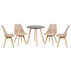 Kit - Mesa Redonda Leda 70 Cm Preto + 4 Cadeiras Estofadas Le