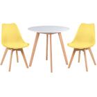 Kit - Mesa Redonda Leda 80 Cm Branco + 3 Cadeiras Estofadas L