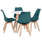 Kit - Mesa Redonda Leda 80 Cm Branco + 4 Cadeiras Estofadas L