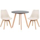 Kit - Mesa Redonda Leda 80 Cm Preto + 3 Cadeiras Estofadas Le