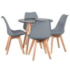 Kit - Mesa Redonda Leda 80 Cm Preto + 4 Cadeiras Estofadas Le