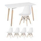 Kit - Mesa Retangular Eames 60 X 120 Cm Branco + 4 Cadeiras E