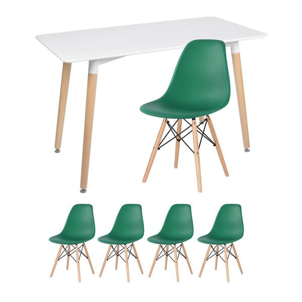 Kit - Mesa Retangular Eames 60 X 120 Cm Branco + 4 Cadeiras E