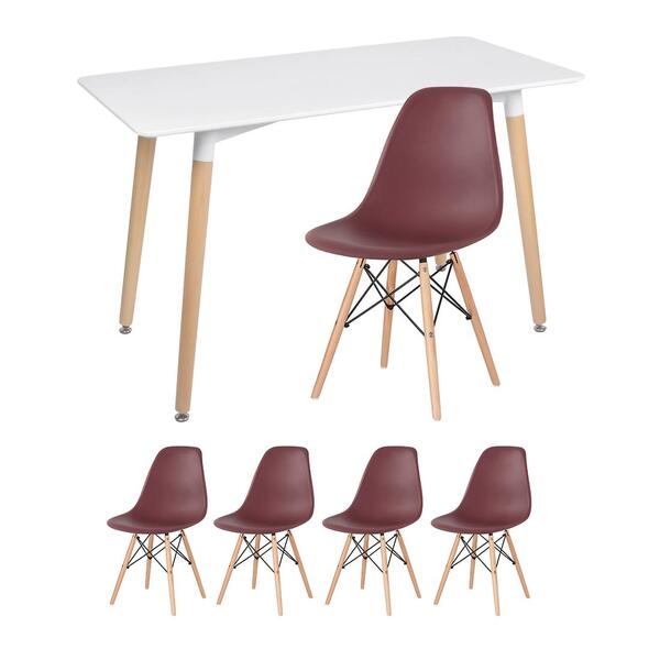 Kit - Mesa Retangular Eames 60 X 120 Cm Branco + 4 Cadeiras E