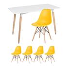 Kit - Mesa Retangular Eames 60 X 120 Cm Branco + 4 Cadeiras E