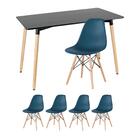 Kit - Mesa Retangular Eames 60 X 120 Cm Preto + 4 Cadeiras Ei