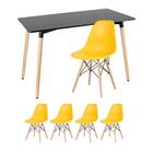 Kit - Mesa Retangular Eames 60 X 120 Cm Preto + 4 Cadeiras Ei