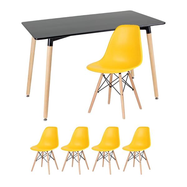 Kit - Mesa Retangular Eames 60 X 120 Cm Preto + 4 Cadeiras Ei