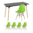 Kit - Mesa Retangular Eames 60 X 120 Cm Preto + 4 Cadeiras Ei
