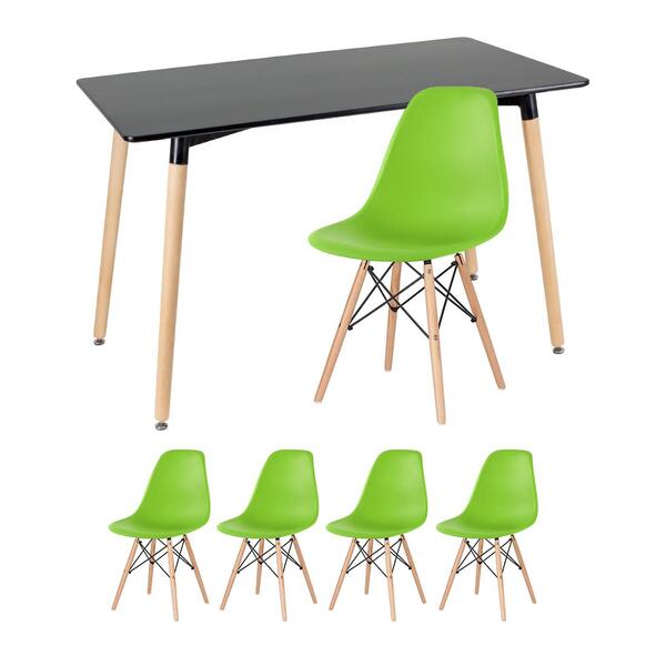 Kit - Mesa Retangular Eames 60 X 120 Cm Preto + 4 Cadeiras Ei