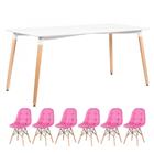 Kit - Mesa Retangular Eames 80 X 160 Cm Branco + 6 Cadeiras E
