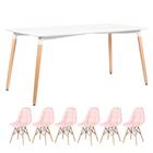 Kit - Mesa Retangular Eames 80 X 160 Cm Branco + 6 Cadeiras E
