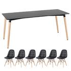 Kit - Mesa Retangular Eames 80 X 160 Cm Preto + 6 Cadeiras Es