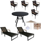 Kit Mesa Ripada 90cm 4 Cadeiras Perpétua, 2 Espreguiçadeiras