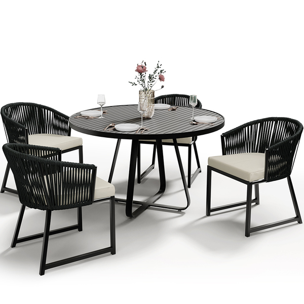 Kit Mesa Wine E 4 Cadeiras Área Externa Espaço Gourmet Corda