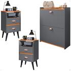 Kit Mesas Cabeceira Nicho Organizador Sapateira Gavetas Bascu