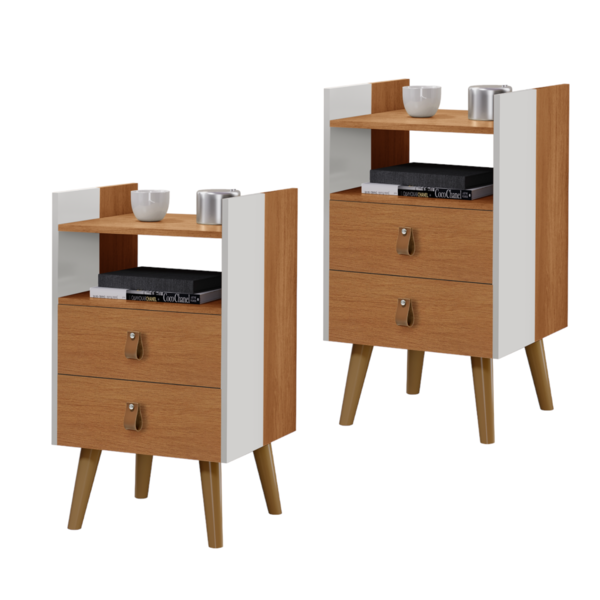 Kit Mesinha De Cabeceira Retro Nicho Com 2 Gaveta Horse