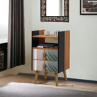 Kit Mesinha Retro Preto Nature 2 Gaveta + Espelho Horse - Gm