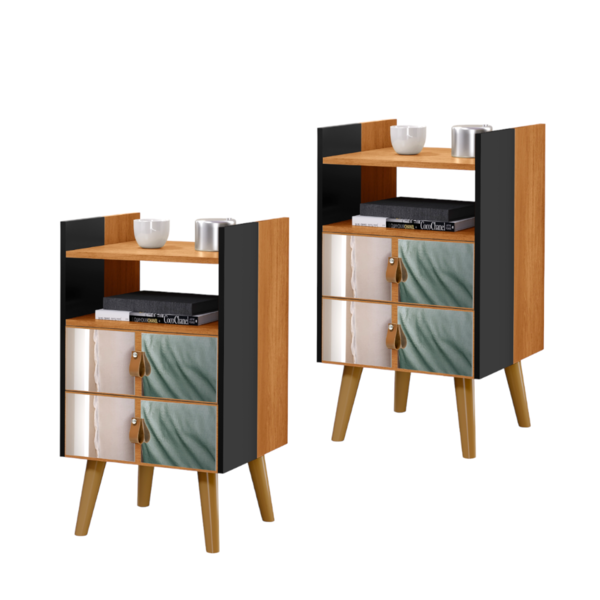 Kit Mesinha Retro Preto Nature 2 Gaveta + Espelho Horse - Gm