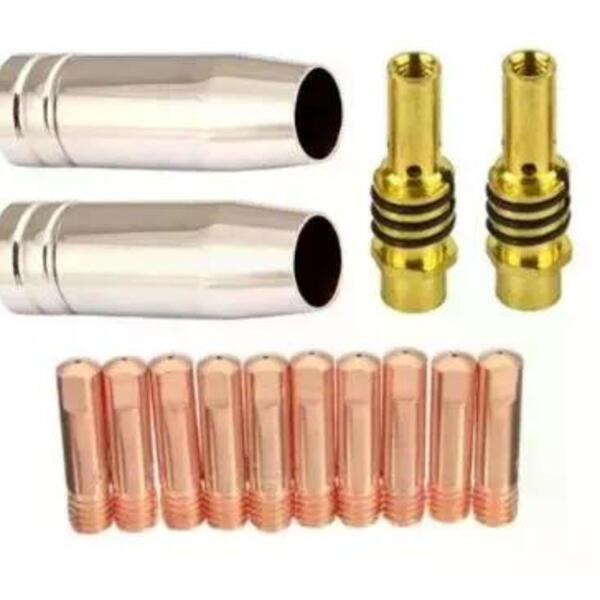Kit Mig 15ak - 10 Bicos 0,8mm M6x25 + 2 Bocal Para Tocha 12mm