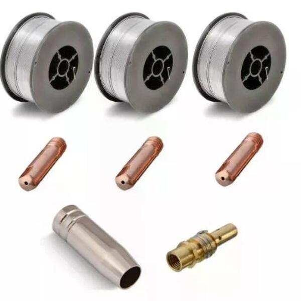 Kit Mig 15ak - 2 Arame S/ Gás 0,8mm + 2 Bicos 0,8mm + 1 Arame