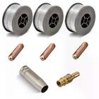 Kit Mig 15ak - 3 Arame Solda Mig S/ Gás 0,6mm + 3 Bicos De Co