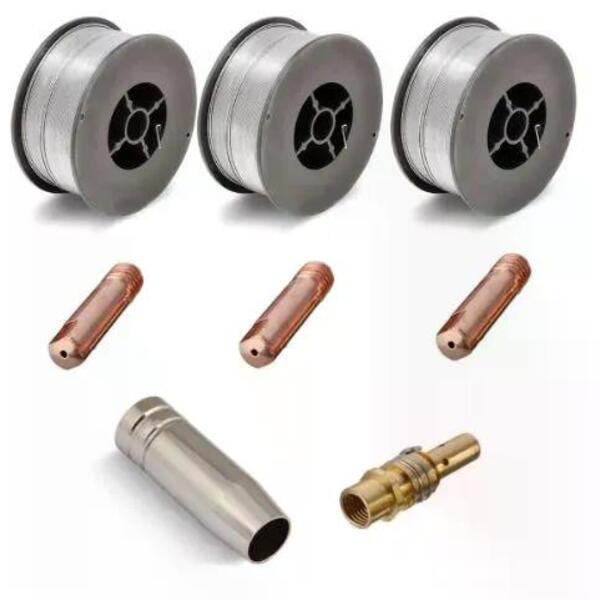 Kit Mig 15ak - 3 Arame Solda Mig S/ Gás 0,6mm + 3 Bicos De Co