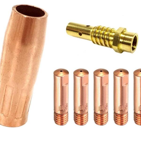 Kit Mig 15ak - 5 Bicos 0,8mm / 1 Bocal 12mm V8 Brasil / 1 Por