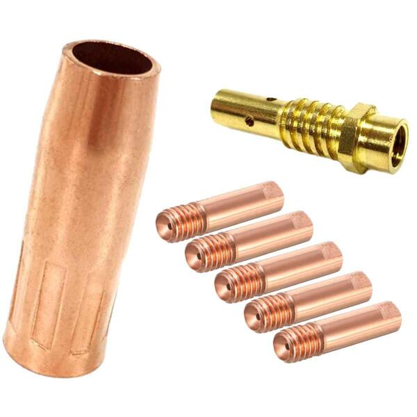 Kit Mig 15ak - 5 Bicos 1,2mm / 1 Bocal 12mm V8 Brasil / 1 Por