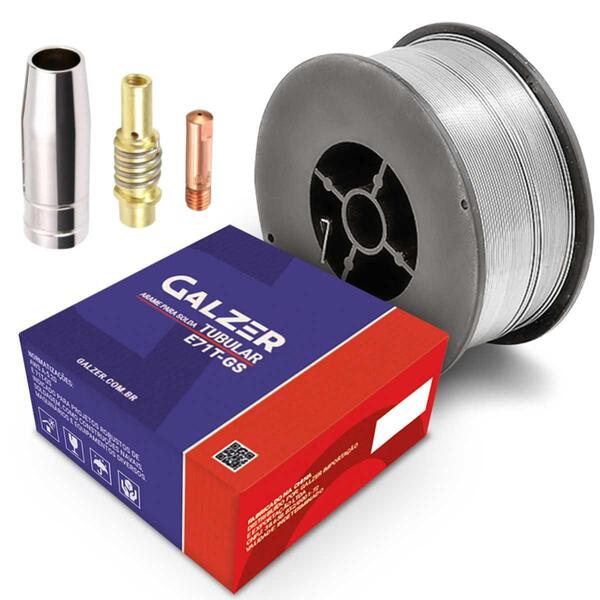 Kit Mig - 1 Arame Solda Mig S/ Gás 0,8mm + 1 Bico De Contato