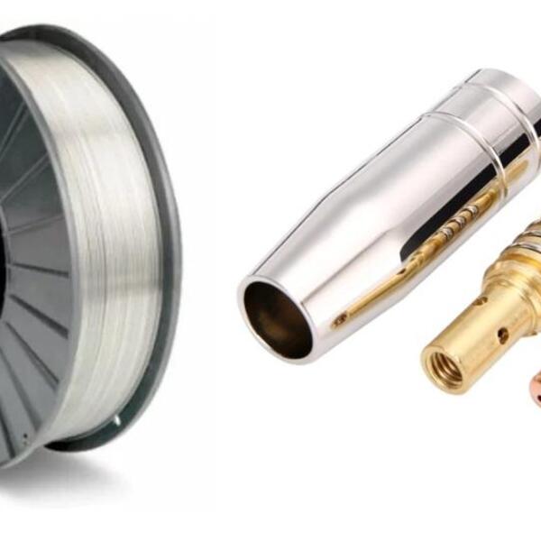 Kit Mig - 2 Bicos 0,8mm + 1 Bocal 12mm + 1 Difusor + 1 Arame