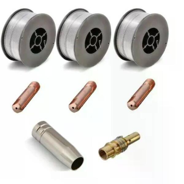 Kit Mig - 3 Arame Solda Mig S/ Gás 0,8mm + 3 Bicos De Contato