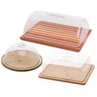 Kit Migalheira Queijeira Porta Frios Bambu Com Tampa Acrílica