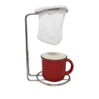 Kit Mini Coador Café Aço Cromado Com Caneca Cerâmica Vermelha